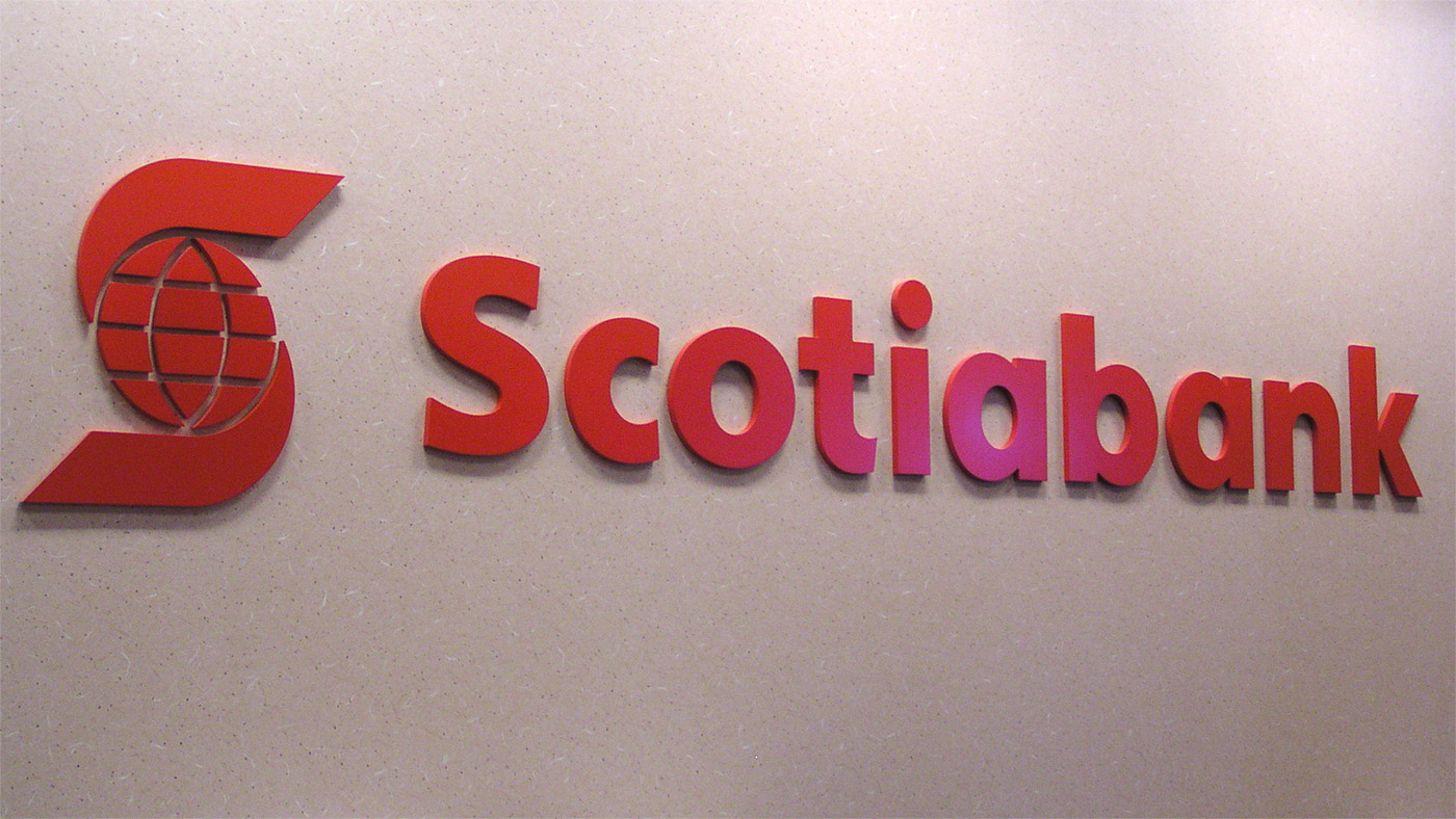 Scotiabank logo on wall