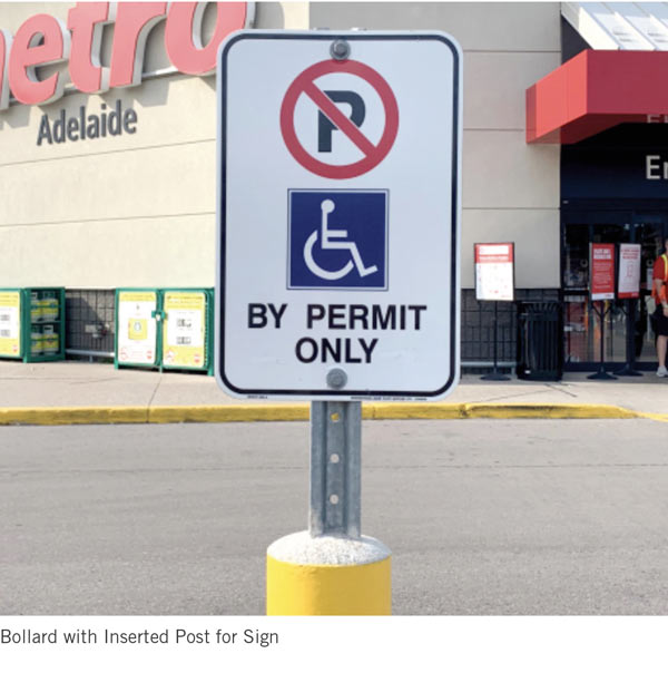 Bollard with Inserted Post for Sign