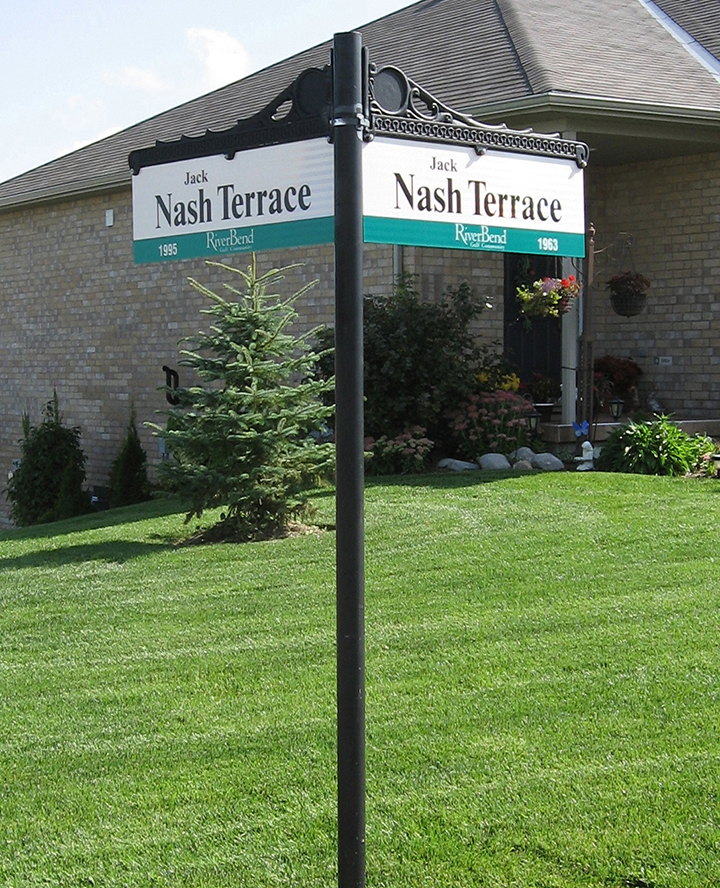 Custom Street Name Sign Blade with Cast Aluminum Bracket