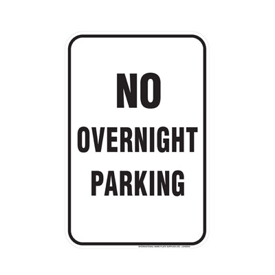 No Overnight Parking Parking Lot Sign