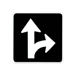 STRAIGHT THROUGH OR RIGHT TURN ONLY Traffic Sign
