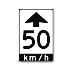 MAXIMUM SPEED AHEAD KM/H Traffic Sign 