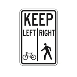 PATHWAY ORGANIZATION SIGN (Ped. Left, Bikes Right) Traffic Sign