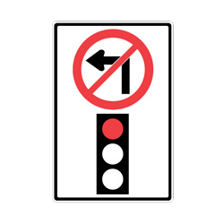 NO LEFT TURN ON RED Traffic Sign