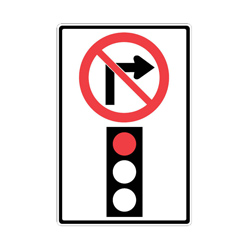 NO RIGHT TURN ON RED Traffic Sign