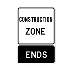 CONSTRUCTION ZONE ENDS Traffic Sign