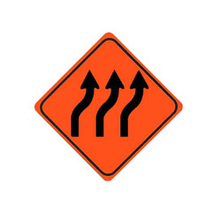 Reverse Curve Right Three Arrows Sign | INPS Graphics