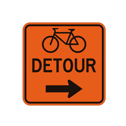BICYCLE LANE DETOUR TURN OFF RIGHT Traffic Sign