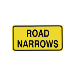 ROAD NARROWS Tab Traffic Sign