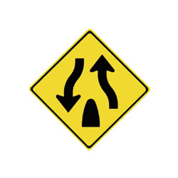 DIVIDED ROAD BEGINS Traffic Sign