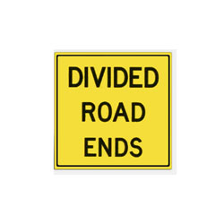 DIVIDED ROAD ENDS Tab Traffic Sign