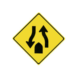 DIVIDED ROAD ENDS Traffic Sign