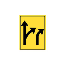 RIGHT LANE EXITS, NEXT LANE EXIT OR THROUGH Traffic Sign