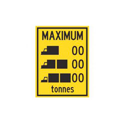 MAXIMUM TONNES ADVISORY Traffic Sign (Differentiated by Truck Type)