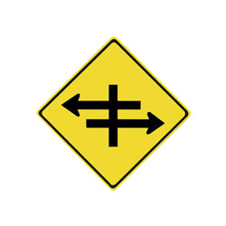 DIVIDED ROAD INTERSECTION AHEAD Traffic Sign