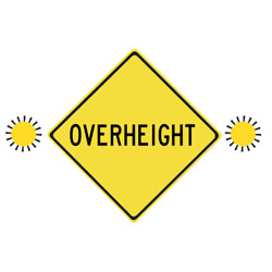 OVERHEIGHT Traffic Sign (With Amber Flashers)
