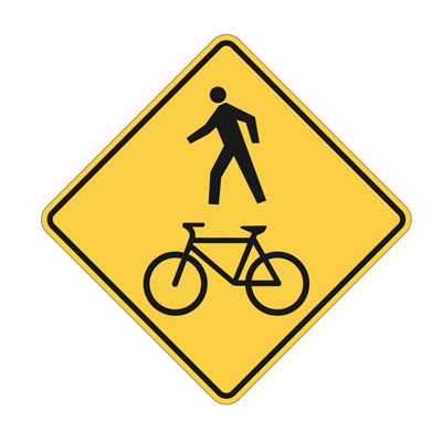 Bikes Yield To Peds - Pedestrian Crossing Sign, SKU: K-4221