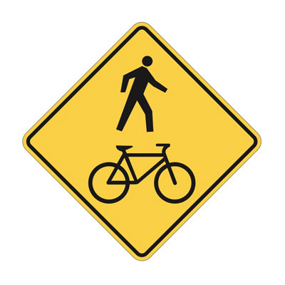 Pedestrian and Bicycle Crossing Right Ahead Sign | INPS Graphics
