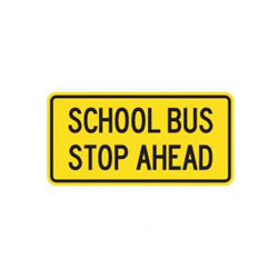 SCHOOL BUS STOP AHEAD Tab Traffic Sign