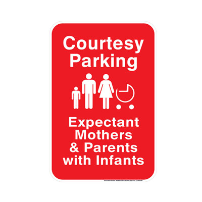 Courtesy Parking, With Infant & Expecting Parking Lot Sign