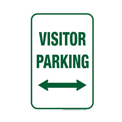 Visitor Parking W/ Dual Arrows Parking Lot Sign