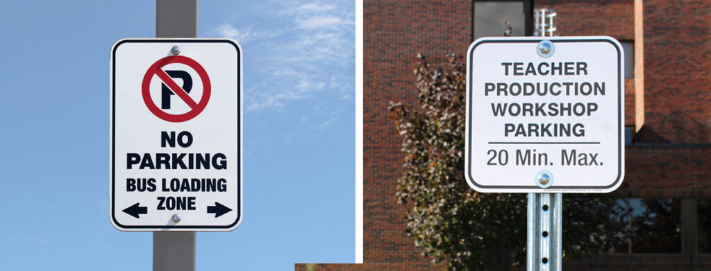 school parking lot signs