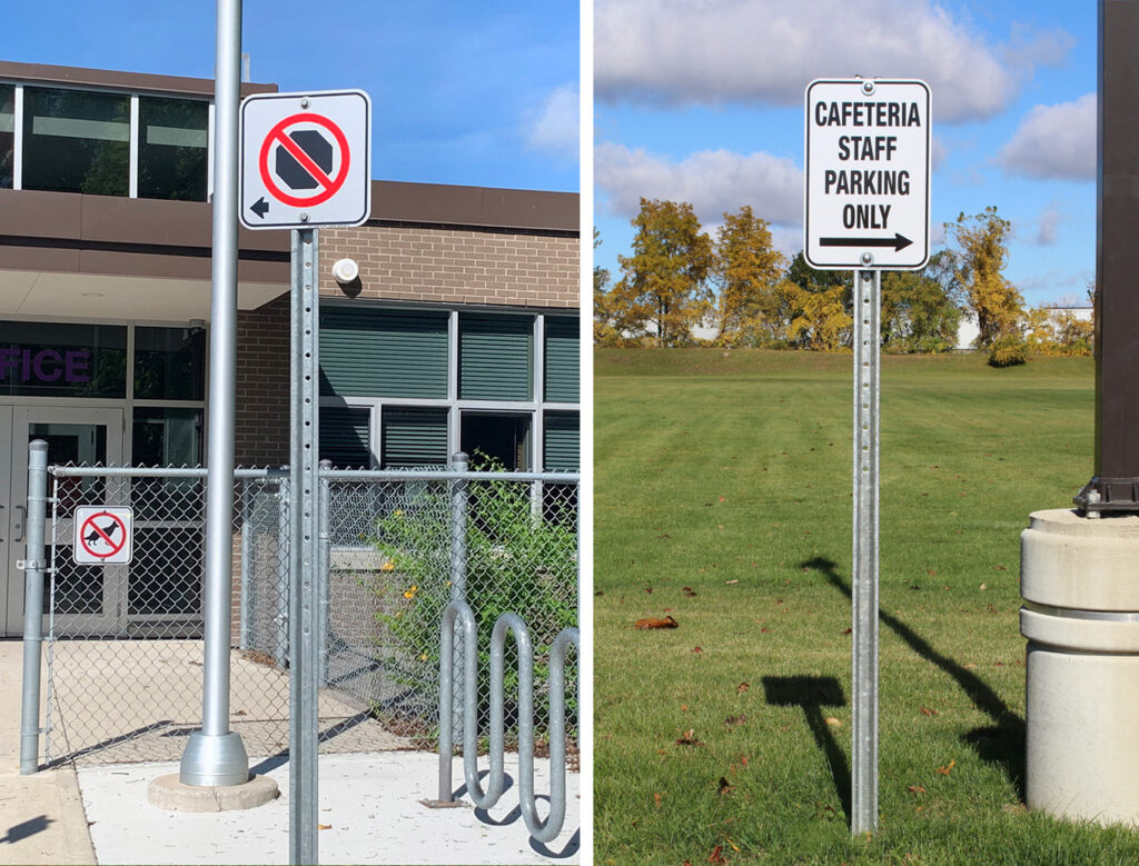 school parking lot signs