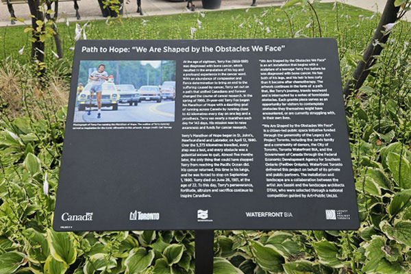 terry fox sign commemoration on metal