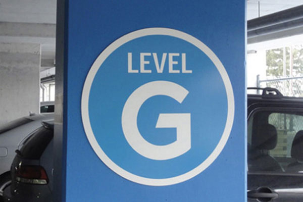 colour coded parking garage levels