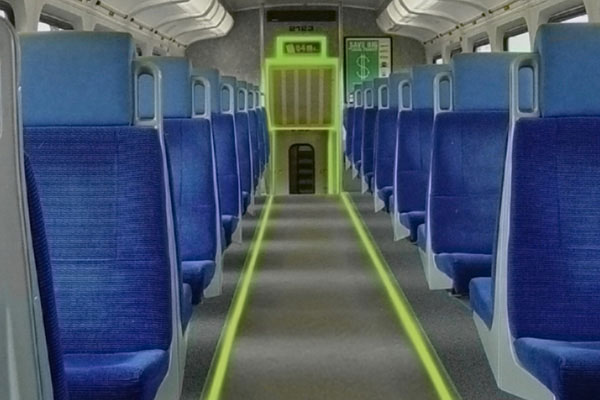 low level exit path markings passenger train photoluminescent