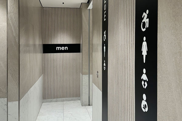 Custom washroom signs mall restroom signs