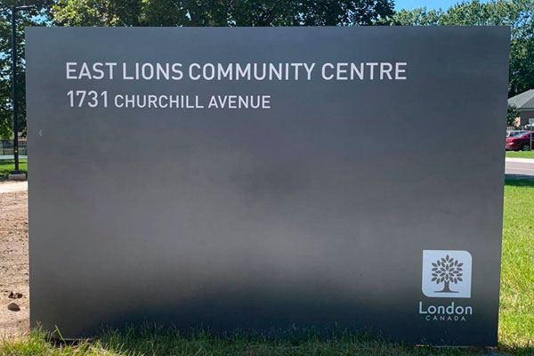 ground sign community centre