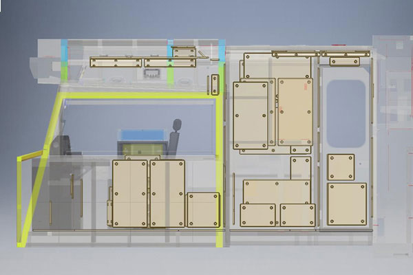 engineering layout for sound damping in a locomotive