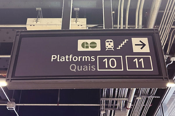 Wayfinding hanging sign