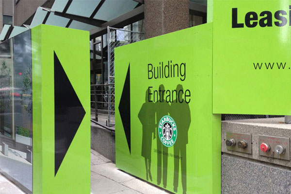 Wayfinding hoarding sign