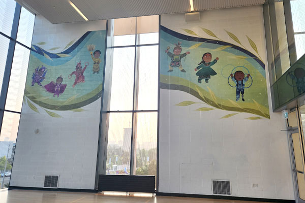 wall theme graphics community centre rec centre indigenous