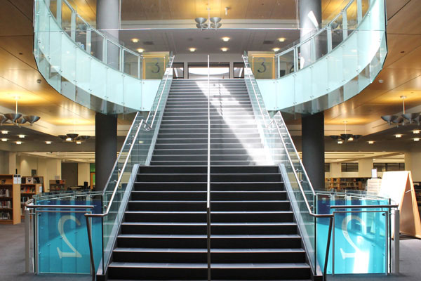 library vinyl graphics glass finishes government building 3M Scotchcal Clearview